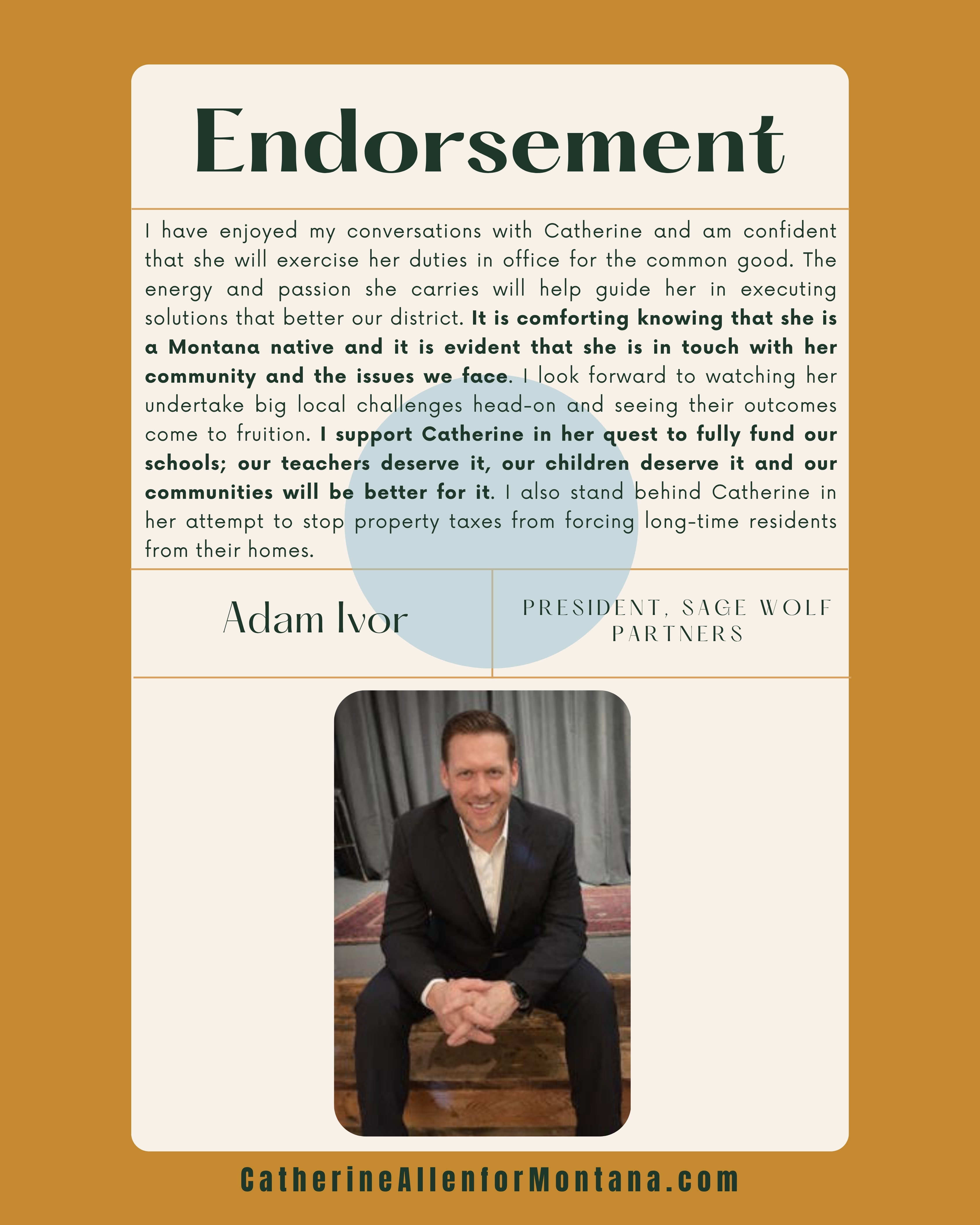 Endorsement from Adam Ivor
