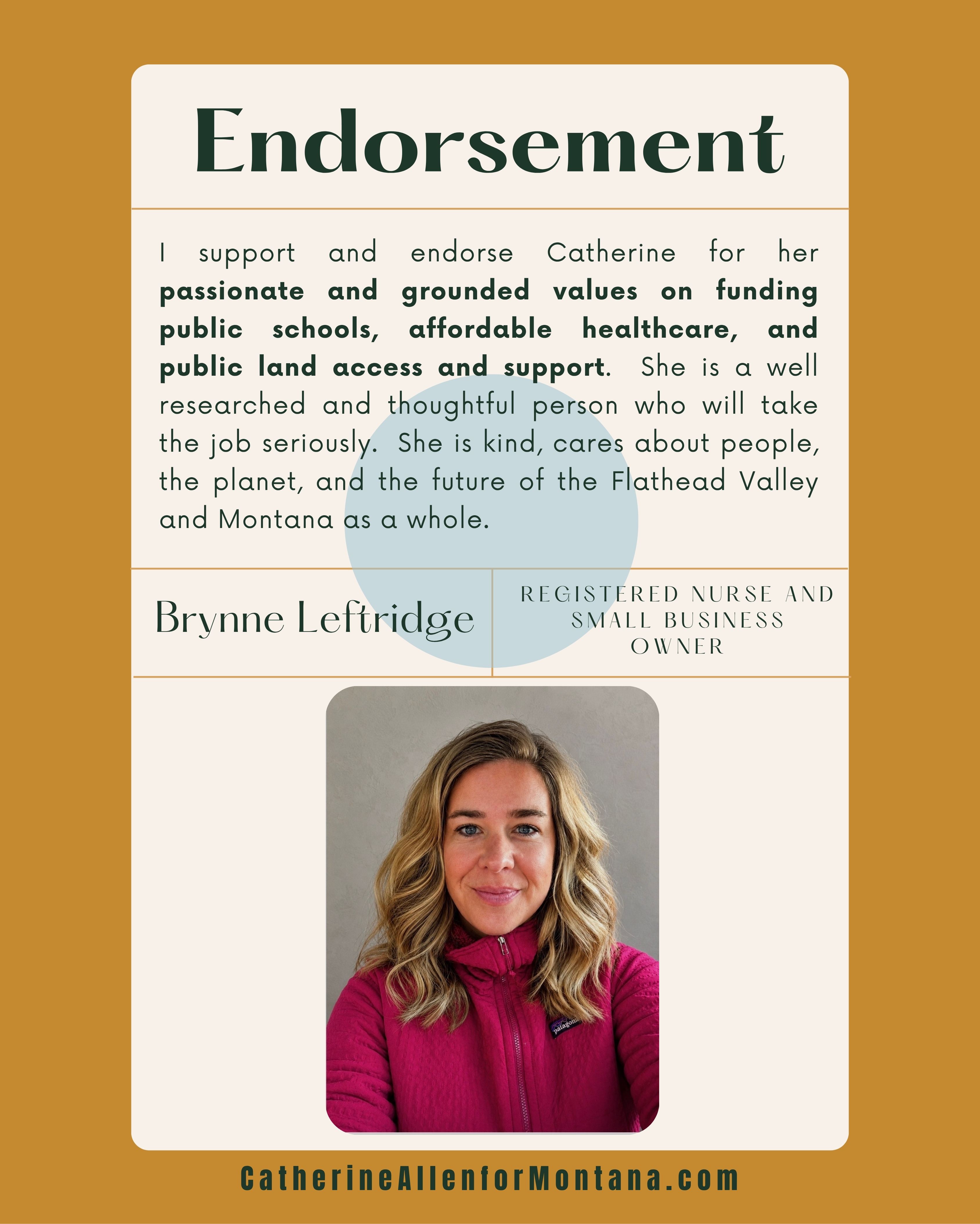 Endorsement from Brynne Leftridge