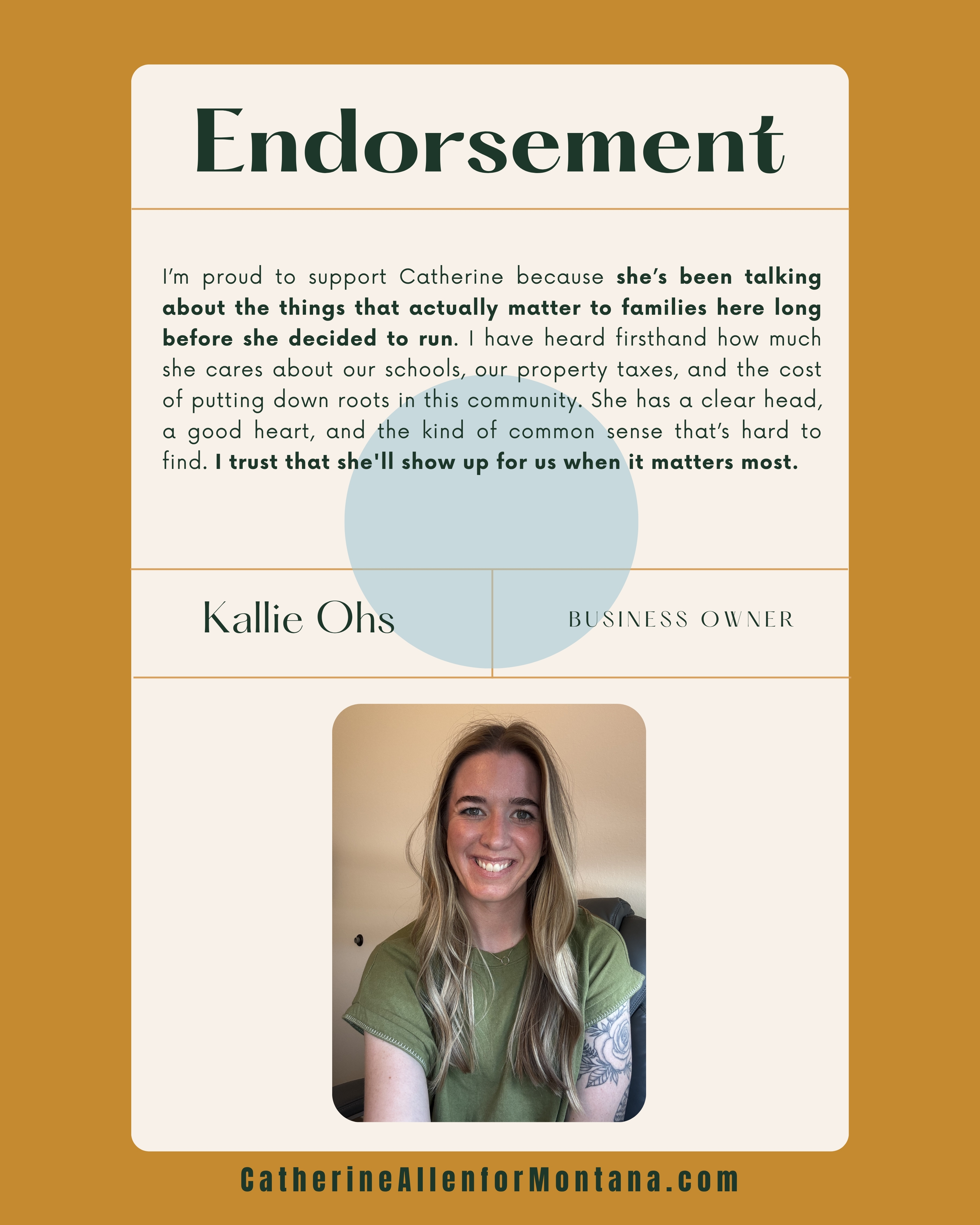 Endorsement from Kallie Ohs