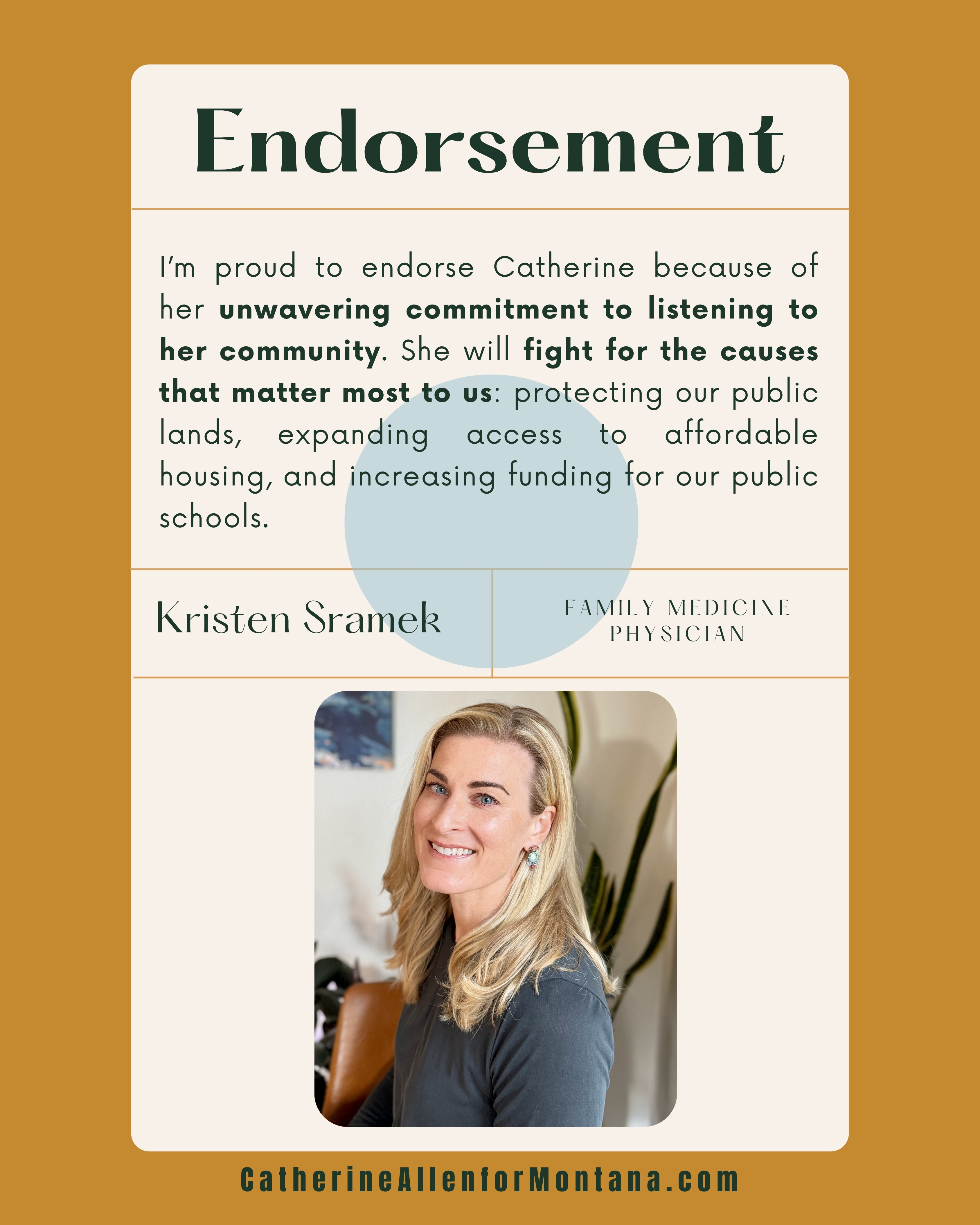 Endorsement from Kristen Sramek